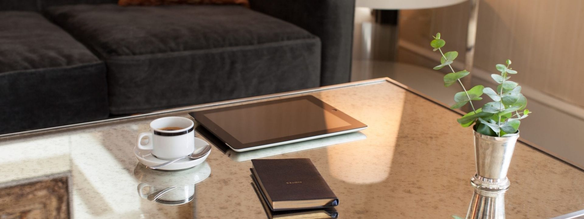 A tea on a table inside one of The Benjamin's guest rooms