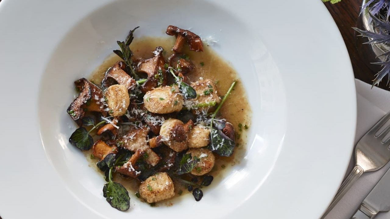 Sauteed mushrooms, scallops and greens from The Benjamin Hotel in NYC