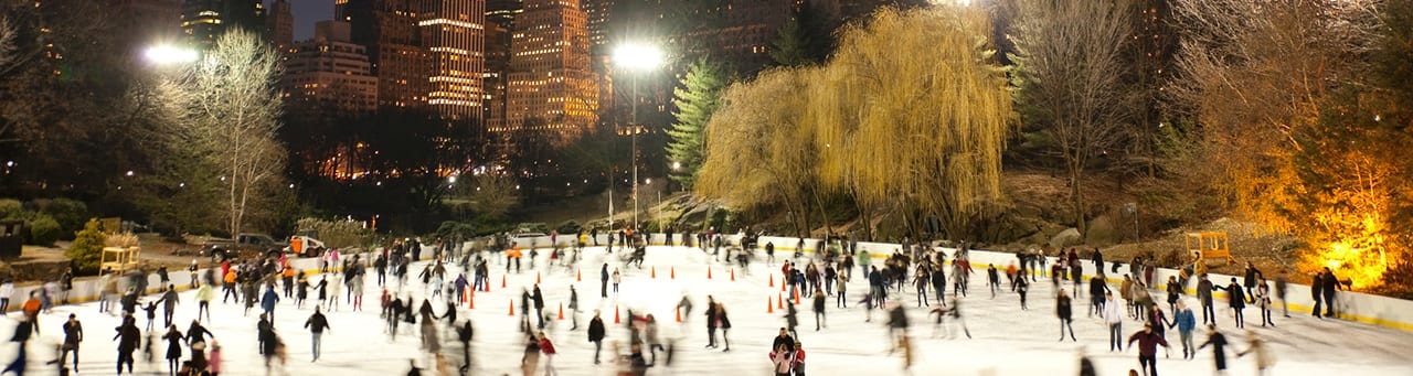 Ice skating at Wollman Rink in Central Park NYC